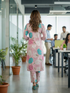 Pink Cotton Floral Printed Kurta With Pant