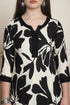 Women Black & Off White Cotton Botanical Floral Printed Kurta With Pant