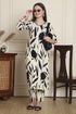Women Off White & Black Cotton Botanical Floral Printed Kurta With Pant