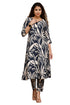 Midnight Waves Cotton Botanical Floral Printed Kurta With Pant