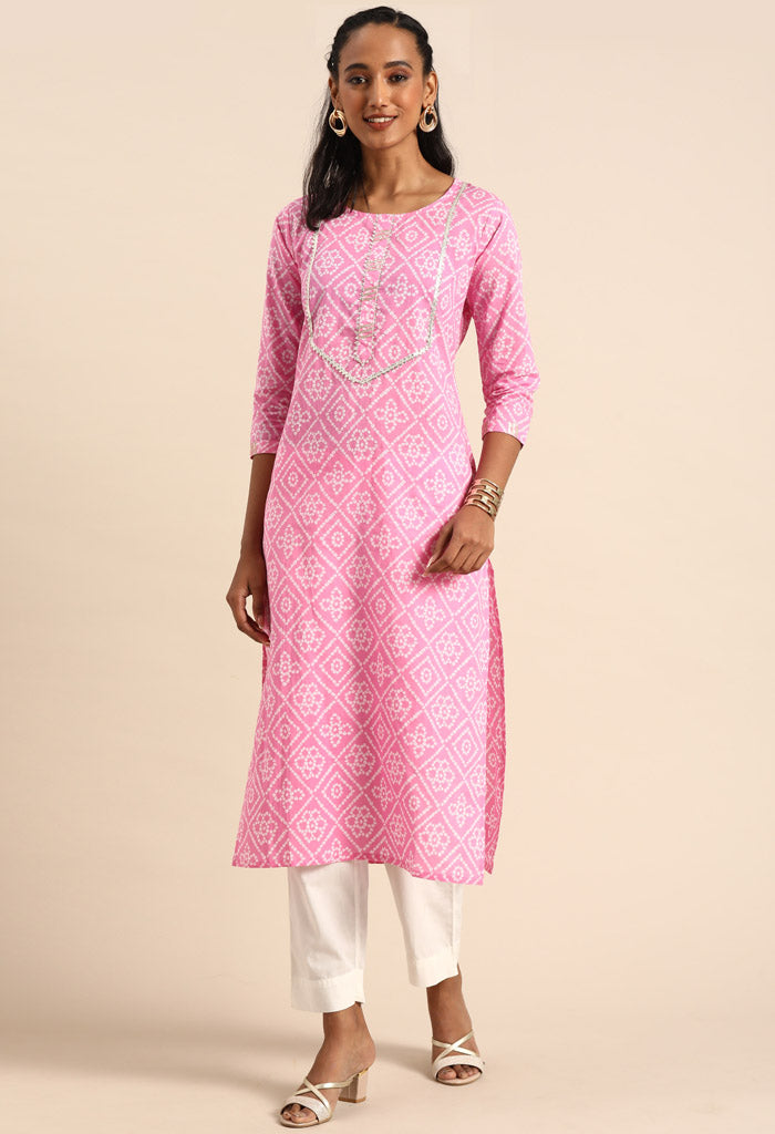 Rajnandini Women's Jaipuri Printed Kurti - Pure Cambric Cotton, Baby Pink, Size 4XL | Casual Indian Tunic - View #9