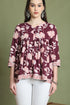 Wine Pure Cotton Jaipuri Printed Short Top