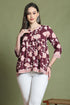 Wine Pure Cotton Jaipuri Printed Short Top