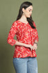 Red Pure Cotton Jaipuri Printed Short Top