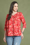 Red Pure Cotton Jaipuri Printed Short Top