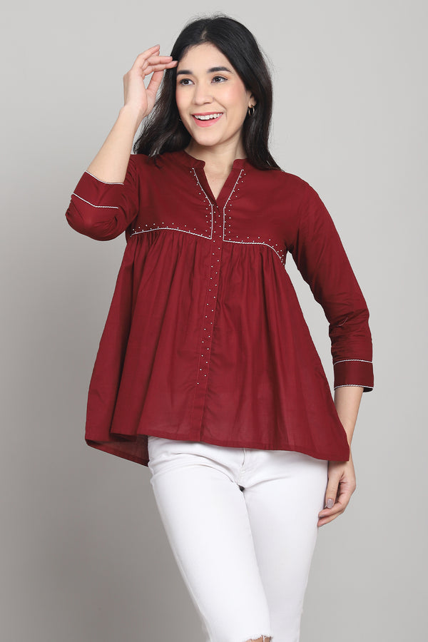 Women Pure Cotton Solid Short Top