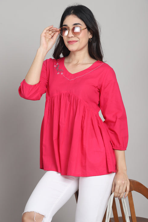 Women Pure Cotton Solid Short Top