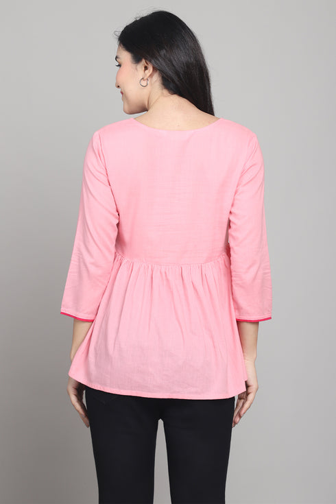 Women Pure Cotton Solid Short Top