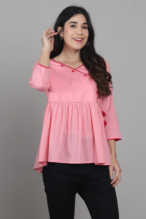 Women Pure Cotton Solid Short Top