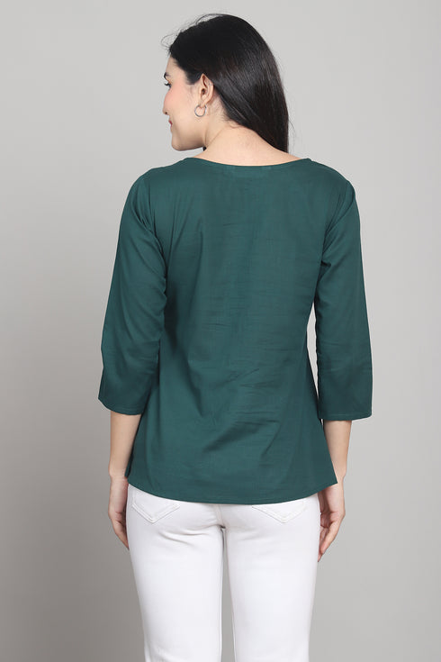 Women Pure Cotton Solid Short Top