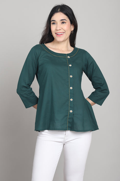 Women Pure Cotton Solid Short Top
