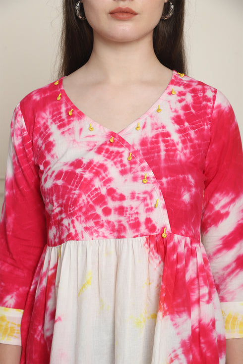 Women Pure Cotton Tie-Dye Shibori Printed Short Top