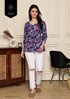 Purple Petal Bliss Cotton Jaipuri Printed Short Top