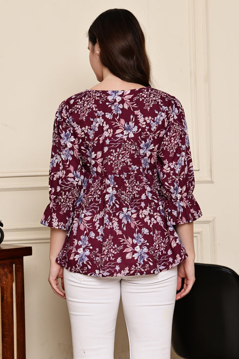 Serene Petal Couture Cotton Jaipuri Printed Short Top