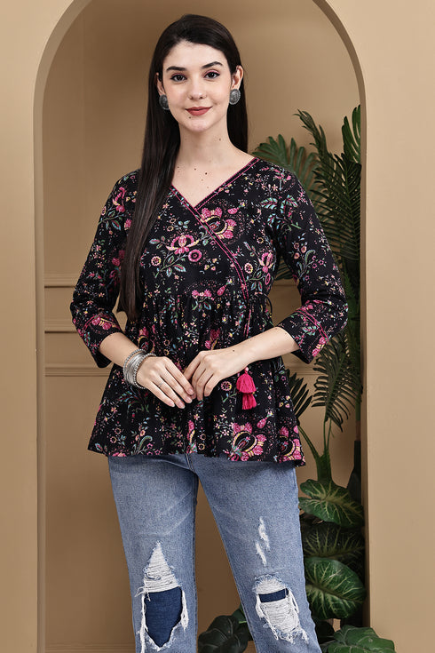 Blooming Casual Chic Cotton Jaipuri Printed Short Top