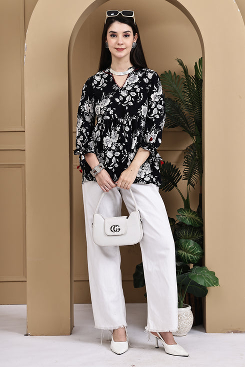 Timeless Bloom Cotton Jaipuri Printed Short Top