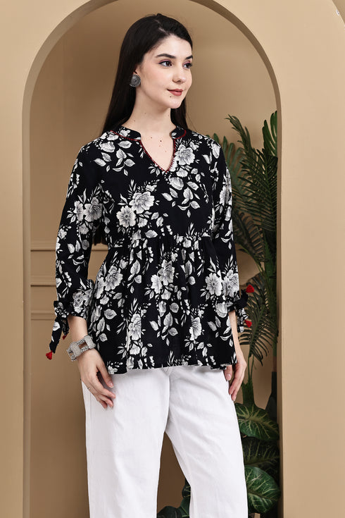 Timeless Bloom Cotton Jaipuri Printed Short Top