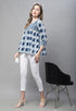 Navy Blue Pure cotton Jaipuri Printed Short Top