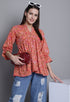 Light Orange Pure cotton Jaipuri Printed Short Top