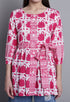 Pink & White Pure cotton Jaipuri Printed Short Top
