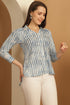 White & Blue Pure Cotton Tie-Die Printed Short Top