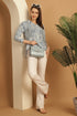 White & Blue Pure Cotton Tie-Die Printed Short Top