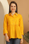 Yellow Pure Cotton Embroidered Short Top