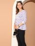 Lavender Pure Cotton Foil Printed Short Top