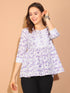 Lavender Pure Cotton Foil Printed Short Top