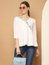 White Pure Cotton Embroidered Short Top