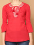 Rani Pink Pure Cotton Embroidered Short Top