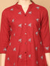 Maroon Pure Cotton Embroidered Short Top