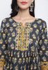 Grey & Mustard Pure Cotton Jaipuri Printed And Embroidered Kurta Set With Dupatta