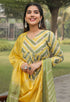 Yellow & Green Pure Cotton Jaipuri Printed And Embroidered Kurta Set With Dupatta