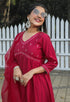Pink Poly Silk Embroidered Kurta Set With Dupatta