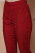 Maroon Rayon Slub Embroidered Straight Kurta & Pant With Dupatta