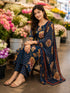 Blue Cotton Floral Printed Kurta & Pant With Dupatta