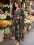 Green Cotton Floral Printed Kurta & Pant With Dupatta