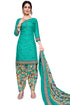 Sea Green Cotton Blend Printed Unstitched Salwar Suit Material