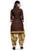 Brown Cotton Blend Printed Unstitched Salwar Suit Material