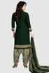 Dark Green Crepe Printed Unstitched Salwar Suit Material