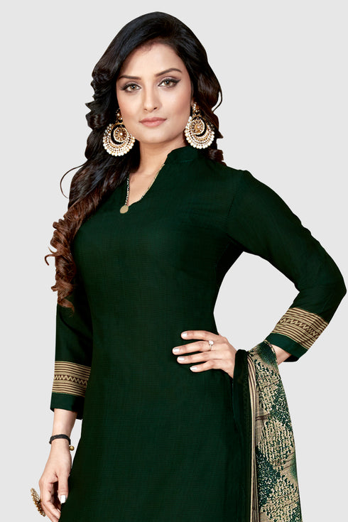 Dark Green Crepe Printed Unstitched Salwar Suit Material