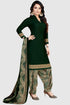 Dark Green Crepe Printed Unstitched Salwar Suit Material