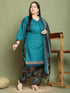 Green Cotton Blend Printed Ready to Wear Patiala Salwar Suit