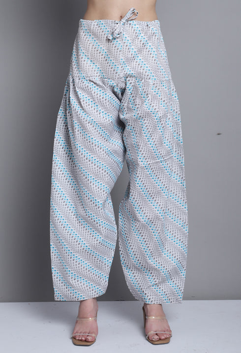 Teal Polyester Cotton Printed Salwar Suit with Dupatta