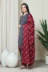 Grey Polyester Cotton Printed Salwar Suit with Dupatta