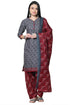 Grey Polyester Cotton Printed Salwar Suit with Dupatta