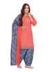 Orange Cotton Blend Printed Ready to Wear Patiala Salwar Suit