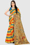 Multicolor Cotton Silk Printed Traditional Saree With Blouse Piece