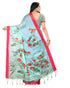 Turquoise Cotton Silk Printed Traditional Saree With Blouse Piece